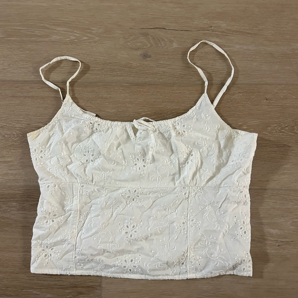 Abercrombie white eyelet tank top
